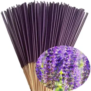 Aromatherapy Lavender Essential Oil Incense Sticks 15/65/145/245/375 Pieces, Wholesale Handmade Natural Bamboo, Helps You Relax Your Mind and Body, Ideal for Yoga and Meditation, Suitable for Home, Tea Rooms and Hotels, Suitable for Christmas, Halloween, and Easter, 22.0cm Lengths - Featherless Design